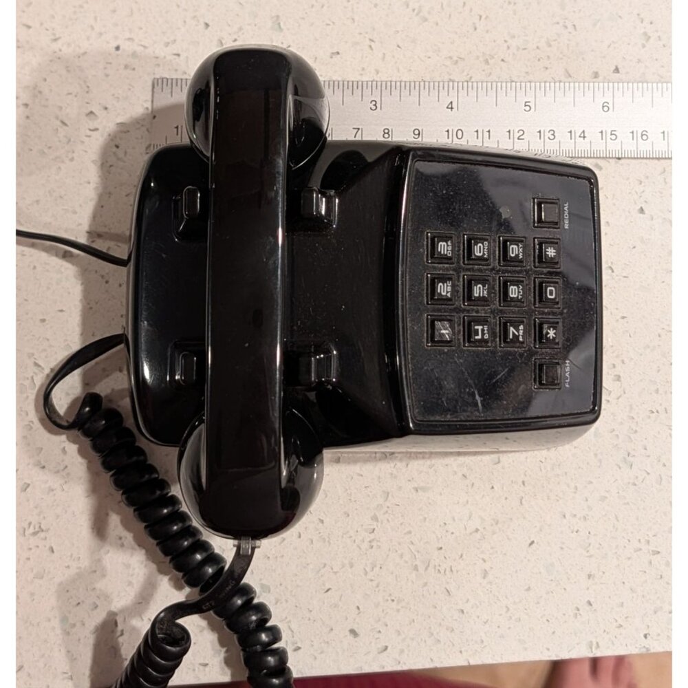 Mini Phone black corded Polyconcept Dial Pad Flash/Redial push button landline - Picture 9 of 16